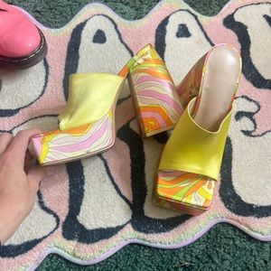 Pucci design print platform mules